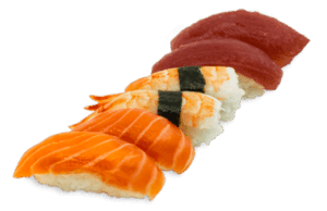 Nigiri mix de salmón, atún y langostino